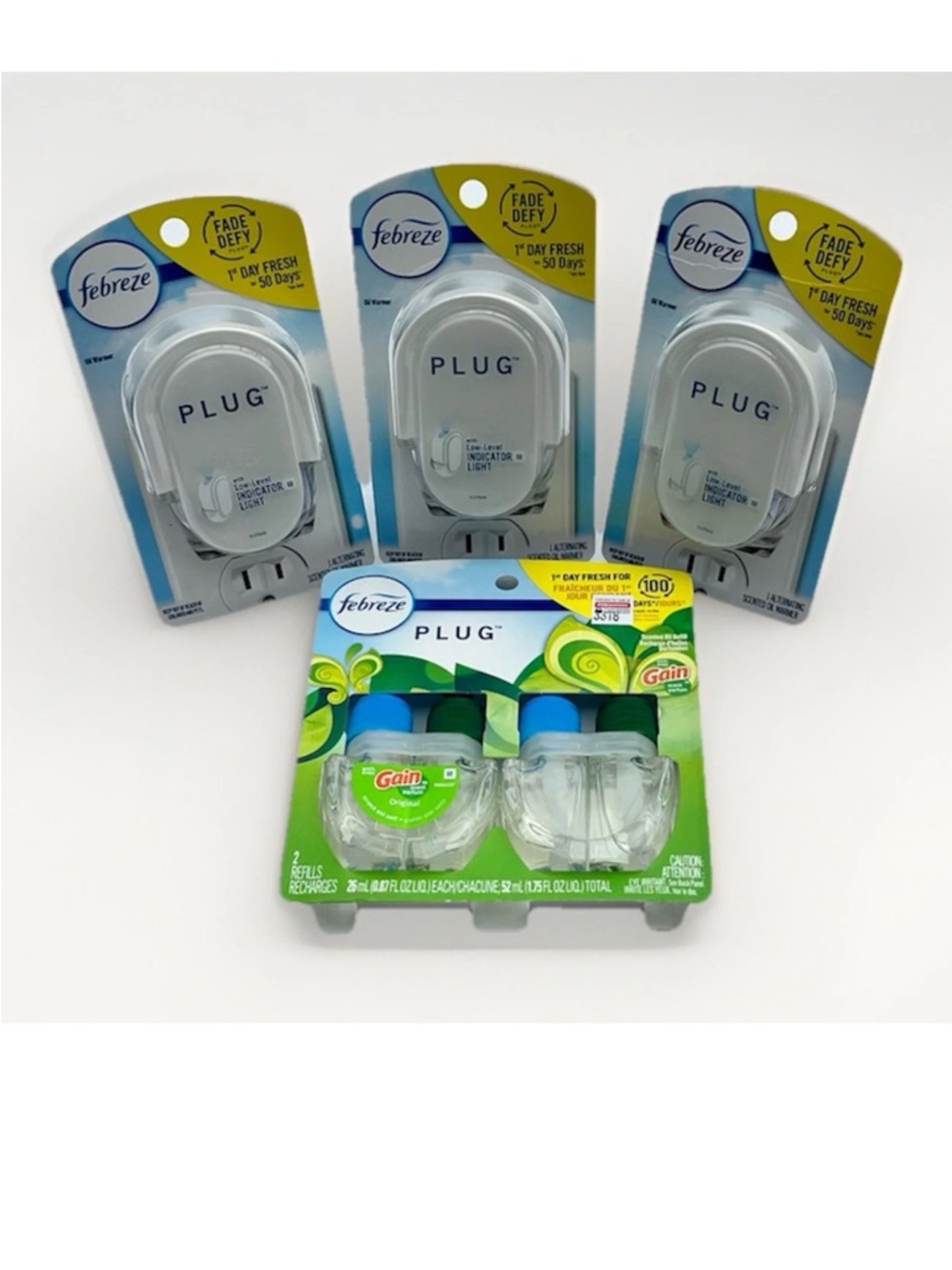 Febreze Bundle - 3 Plug Air Freshener Plug Ins with Gain Refills NWT